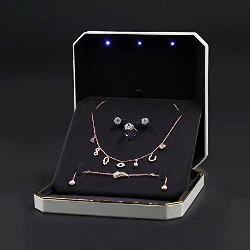 HSLFUAI Necklace Box with Led,Jewelry Box for Necklace, Large Necklace Box,Jewelry Gift Box for Wedding, Birthday, Valentine' Day, Mother'S Day, Christmas,Black Velvet Interior Necklace Organizer - Image 4
