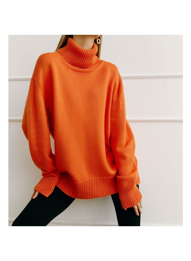 NIBEMINENT Autumn and Winter  Thick Sweater Women High Neck Pullover Sweater Warm Loose Knitted Base Sweater - Image 2