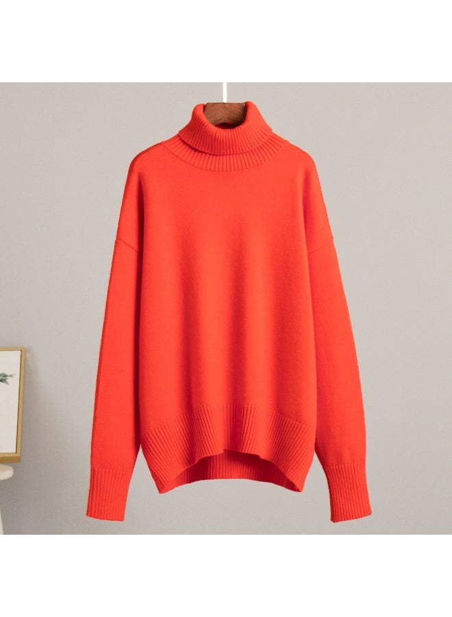 NIBEMINENT Autumn and Winter  Thick Sweater Women High Neck Pullover Sweater Warm Loose Knitted Base Sweater - Image 1