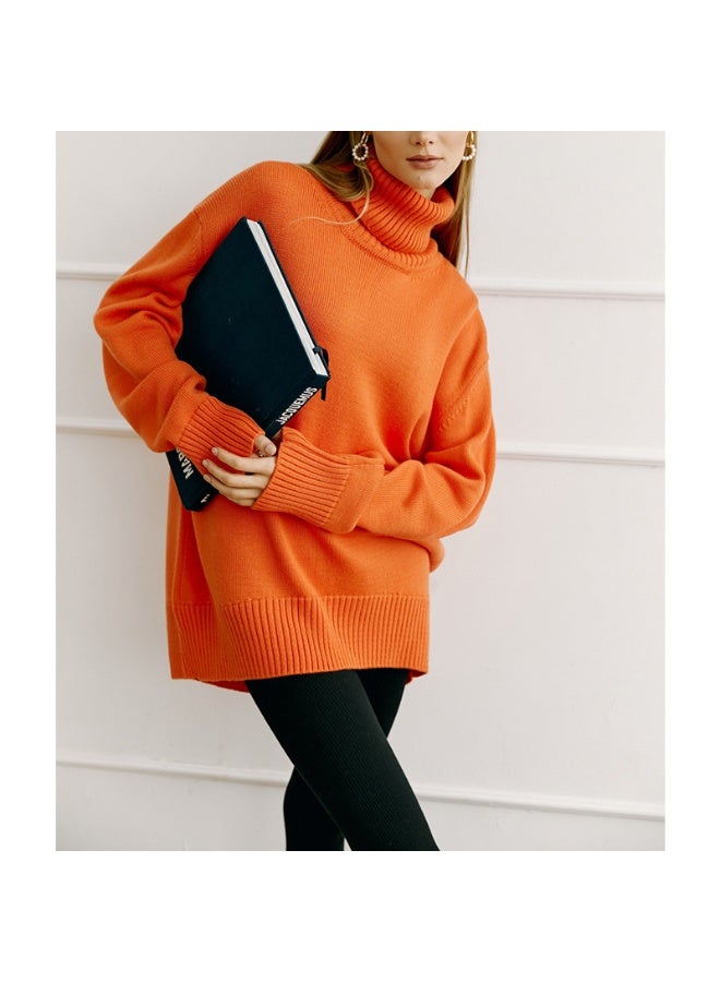 NIBEMINENT Autumn and Winter  Thick Sweater Women High Neck Pullover Sweater Warm Loose Knitted Base Sweater - Image 3