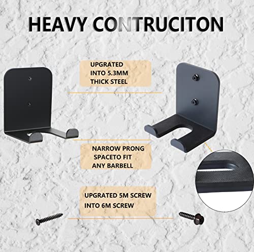 Alvade Barbell Storage Rack Wall Mount, Heavy Duty Vertical Barbell Holder Wall Barbell Hanger for Olympic Barbell, Curl bar for Space Saving Commercial or Home Gym Accessory - Image 3