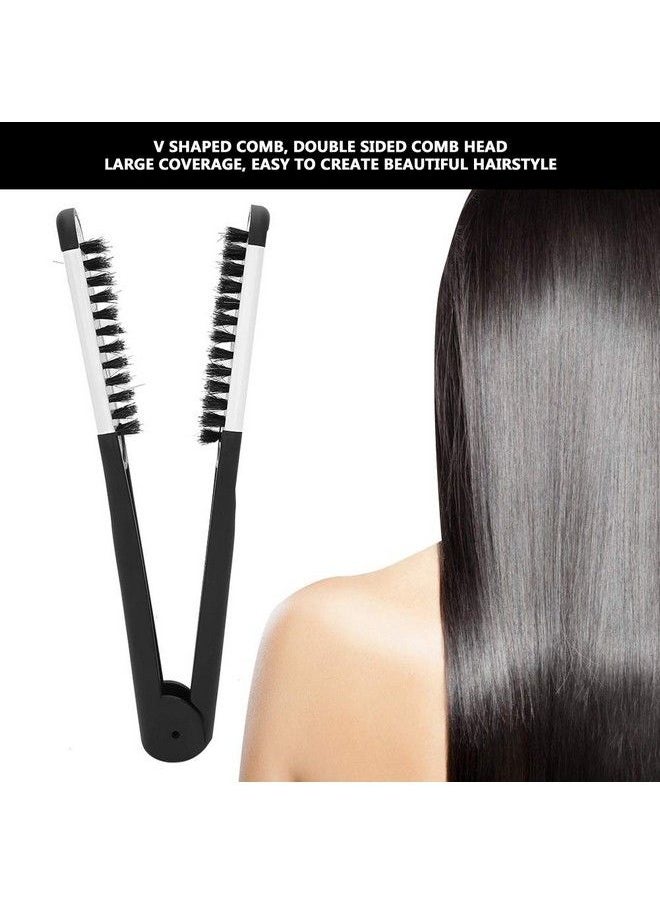 HURRISE - Hair Straightening Comb Professional V Shaped Comb Double Sided Straightening Brush Bristles Hairdressing Tool - Image 1