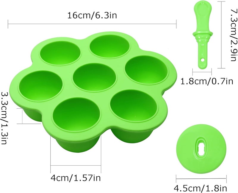 XoYoZo Silicone Popsicle Molds 7-cavity DIY Ice Pop Mold with Colorful Sticks For egg biting ice cream molds storage containers non stick cake molds (Green) - Image 5