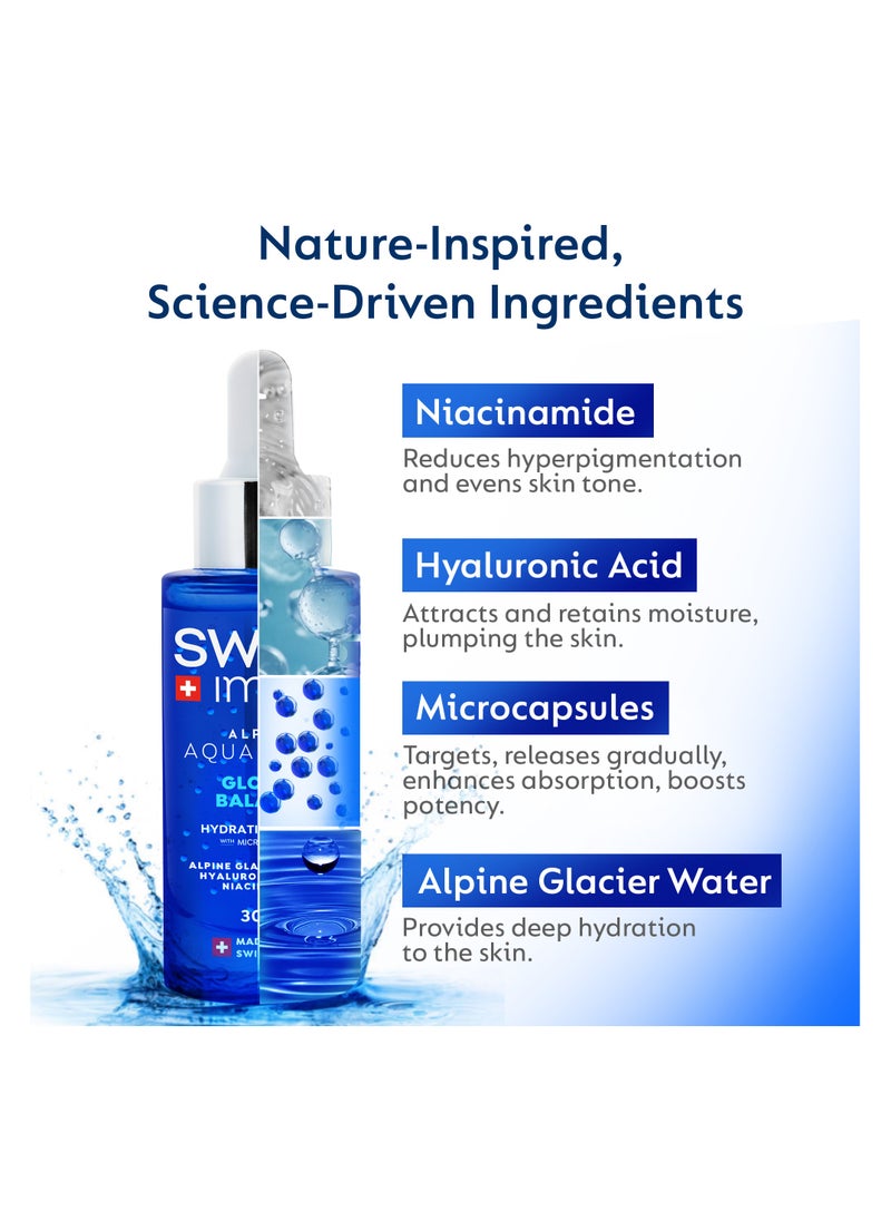 SWISS image Aquaboost Hyaluronic Acid And Niacinamide Face Serum With Microcapsules, 30 Ml Oil-Free, Non-Greasy And Fast-Absorbing Formula Deeply Hydrates, Brightens And Smooths Skin| All Skin Types Swiss Made  - Image 3
