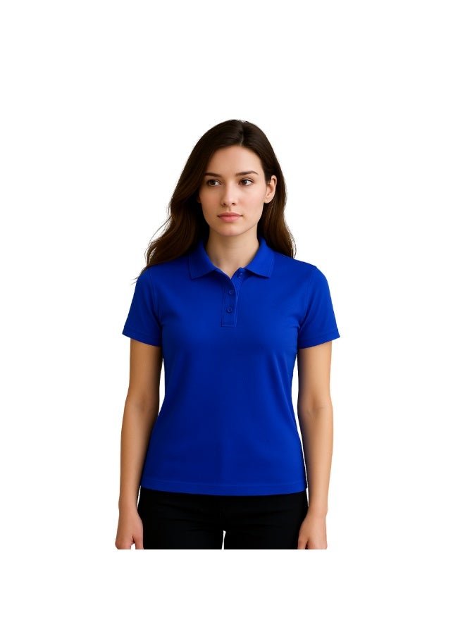 PRINTSHOP4ME Women's Regular-Fit Golf Polo T-shirt Pure Cotton Short Sleeve 220 GSM Basic Colors - Image 2
