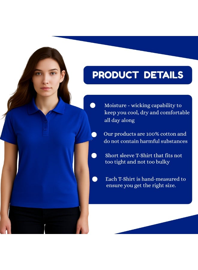 PRINTSHOP4ME Women's Regular-Fit Golf Polo T-shirt Pure Cotton Short Sleeve 220 GSM Basic Colors - Image 3