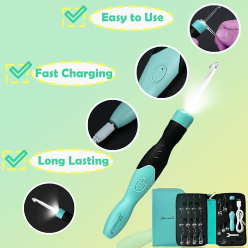 Yarniss Lighted Crochet Hooks Set 2.5mm~14.0mm, 17 Sizes Light Up Crochet Hooks with Case - Image 4