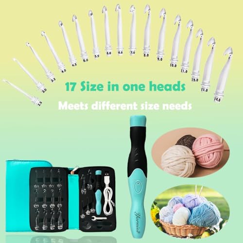 Yarniss Lighted Crochet Hooks Set 2.5mm~14.0mm, 17 Sizes Light Up Crochet Hooks with Case - Image 2