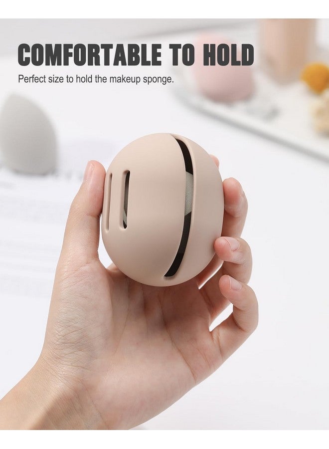 FERYES Makeup Sponge Holder Shatterproof Ecofriendly Silicone Beauty Make Up Blender Case For Travel Khaki - Image 3