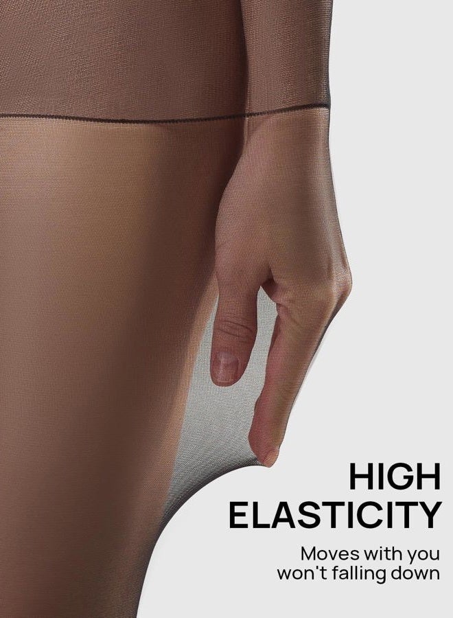 MANZI Pantyhose for Women Nylon Sheer Tights 6 Pairs 20Den Black Medium - Image 5