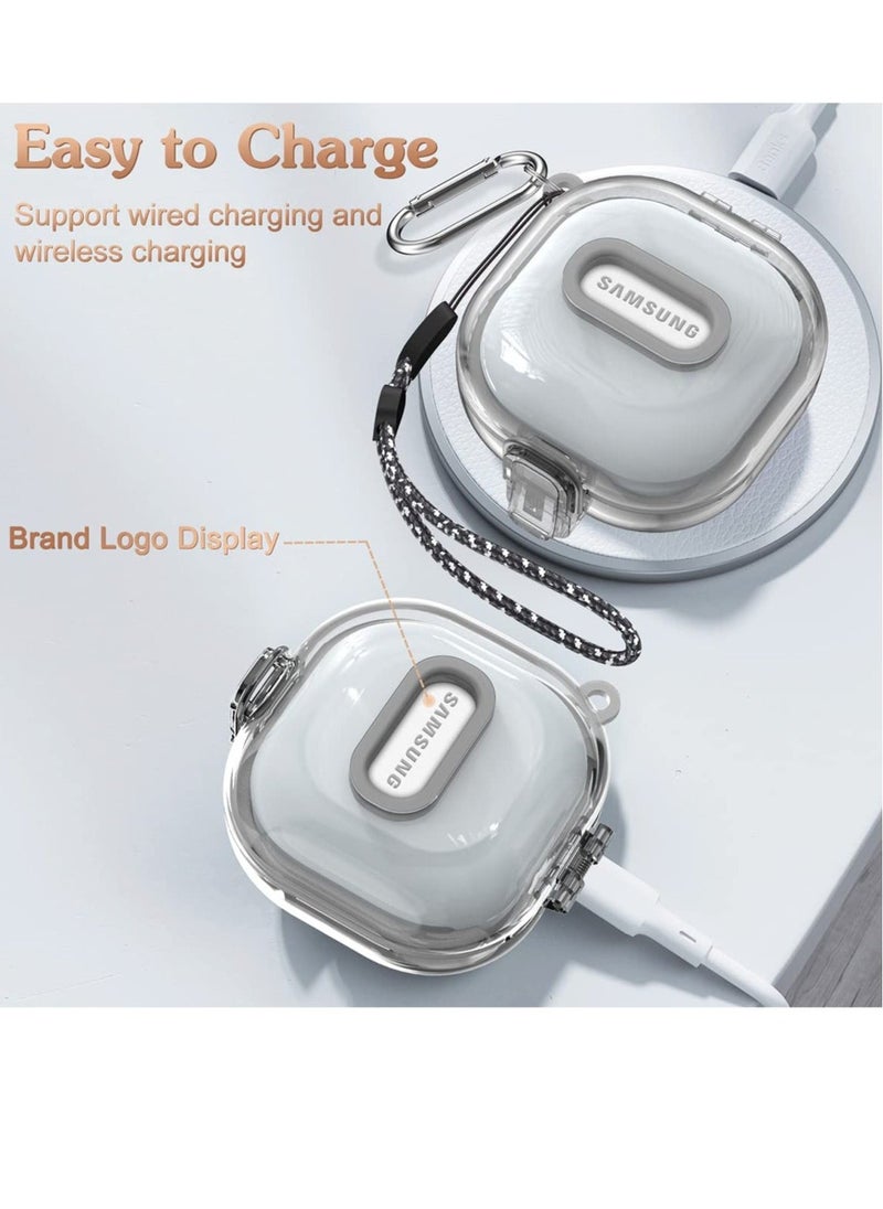 Clear Case with Lock for Samsung Galaxy Buds 2 Case/Galaxy Buds Pro 2 Case/Galaxy Buds Live Case/Galaxy Buds Pro Case with Lanyard/Keychain Accessories, Hard Clear Case Protector Shell Cover  - Image 5