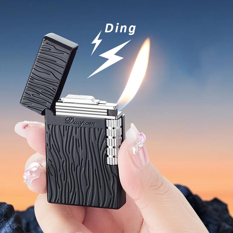 Malisseladi Vintage Lighter Cool Pipe Lighters Refillable Butane Lighters Side Wheel Lighters Unique Lighter Gifts for Outdoor Camping Men's Gifts (Gold) - Image 3