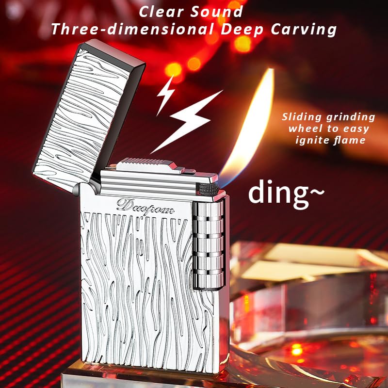 Malisseladi Vintage Lighter Cool Pipe Lighters Refillable Butane Lighters Side Wheel Lighters Unique Lighter Gifts for Outdoor Camping Men's Gifts (Gold) - Image 2