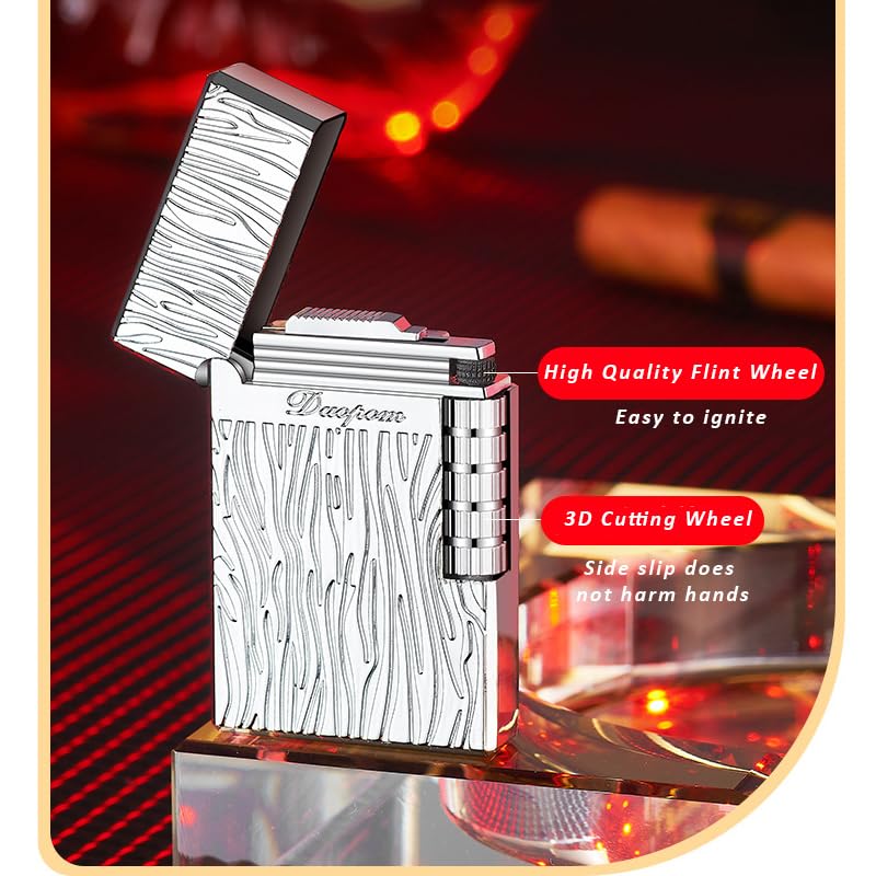 Malisseladi Vintage Lighter Cool Pipe Lighters Refillable Butane Lighters Side Wheel Lighters Unique Lighter Gifts for Outdoor Camping Men's Gifts (Gold) - Image 5