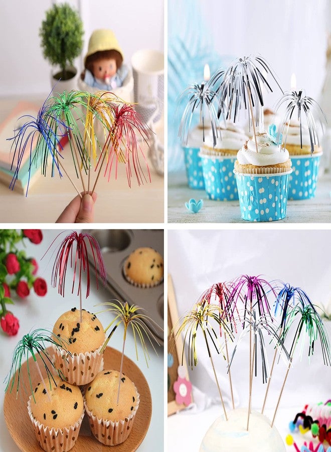 BetterJonny 200Pcs Cocktail Picks, BetterJonny Foil Frills Firework Cupcake Picks Cupcake Topper Toothpicks Sandwich Appetizer Cocktail Sticks for Party Supplies - Image 3