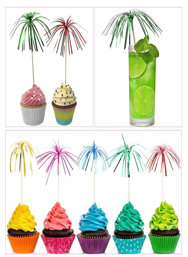 BetterJonny 200Pcs Cocktail Picks, BetterJonny Foil Frills Firework Cupcake Picks Cupcake Topper Toothpicks Sandwich Appetizer Cocktail Sticks for Party Supplies - Image 4