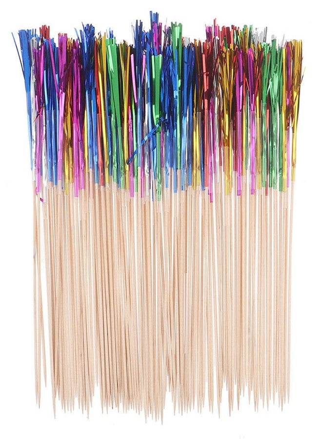 BetterJonny 200Pcs Cocktail Picks, BetterJonny Foil Frills Firework Cupcake Picks Cupcake Topper Toothpicks Sandwich Appetizer Cocktail Sticks for Party Supplies - Image 1