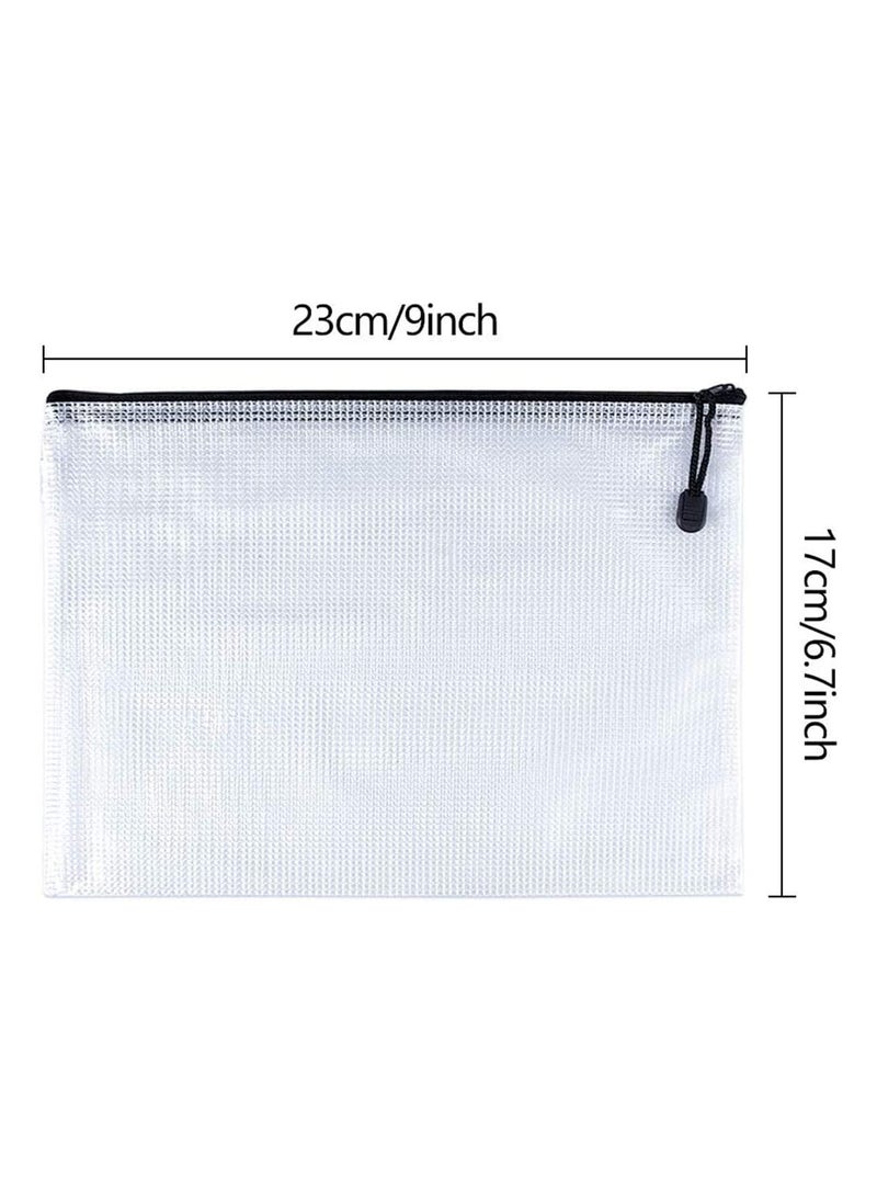 SYOSI - 12 Pcs A4 Zipper File Wallets Plastic Folder Bags Small Zip Storage Bag Black Folders Document A5 Pockets - Image 1