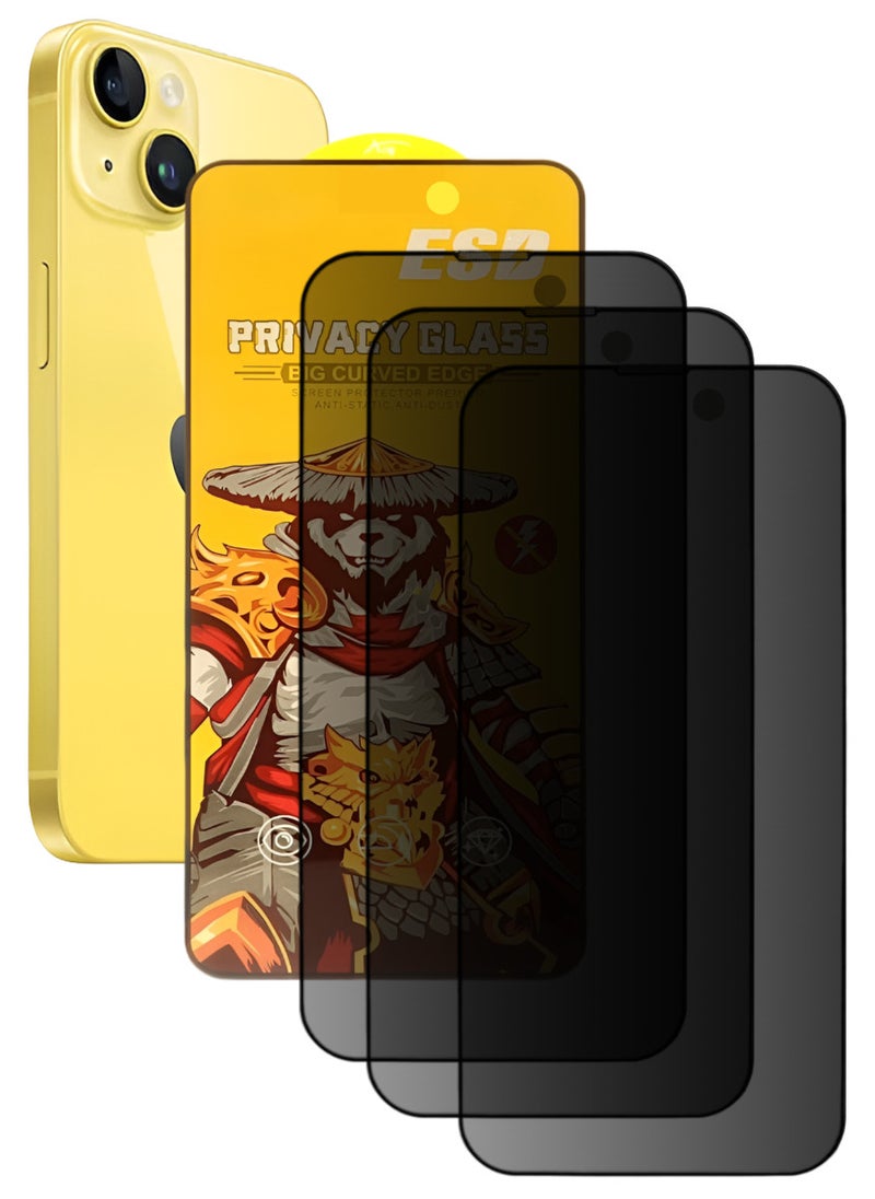 ESD 3 Pieces Tempered Dustproof Privacy Glass Screen Protector Compatible For iPhone 14 - Image 1