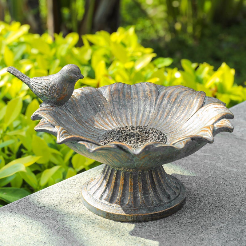 MUMTOP Bird Baths for Outdoors, Antique Outdoor Garden Birdbath Bowl Resin Bird Baths and Feeder with Vintage Bird Ornament for Outside Yard Table Decor - Image 1