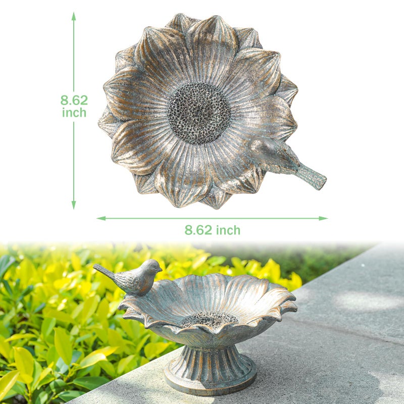 MUMTOP Bird Baths for Outdoors, Antique Outdoor Garden Birdbath Bowl Resin Bird Baths and Feeder with Vintage Bird Ornament for Outside Yard Table Decor - Image 4
