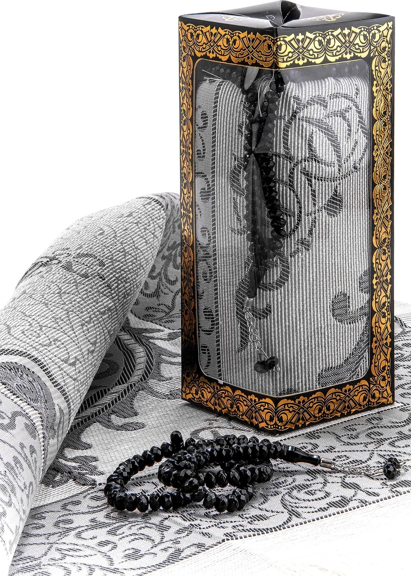 ايهفان Ihvan Special Gift Boxed Prayer Mat and Rosary Set Black