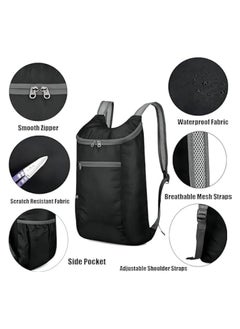 erorex Unisex Lightweight Packable Backpack Foldable ultralight Outdoor Folding Handy Travel Daypack black 20L WSTT654  - Image 3