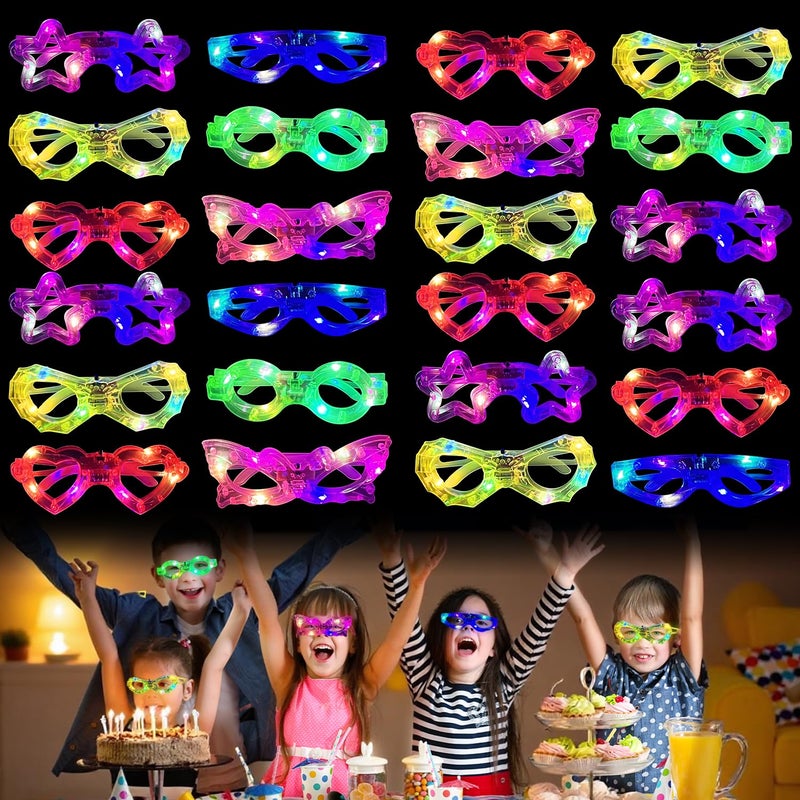 M.best 24pcs LED Light Up Glasses for Kids Glow in The Dark Party Favors 6 Shapes Flashing Glow Eyewear for Boys Girls Birthday Gifts Goodie Bag Christmas Stocking Stuffers Treasure Box Classroom Prizes - Image 3