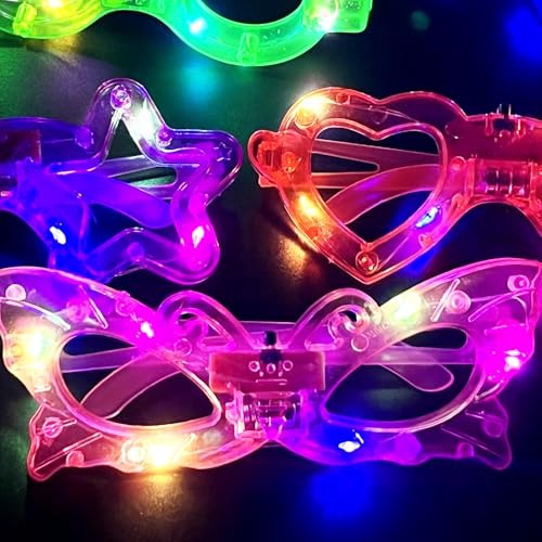 M.best 24pcs LED Light Up Glasses for Kids Glow in The Dark Party Favors 6 Shapes Flashing Glow Eyewear for Boys Girls Birthday Gifts Goodie Bag Christmas Stocking Stuffers Treasure Box Classroom Prizes - Image 5