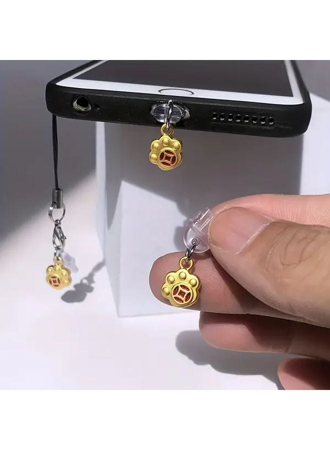 قابس غبار الهاتف على شكل كف القط الصيني المحظوظ لمنفذ الشحن من النوع C مع حبل الهدية - Image 4