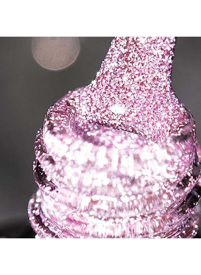 BURANO Reflective Diamond Nail Glitter Gel Polish Sparkly Color Holographic Glitters Shiny Gel 73ml UV Lamp Required Gray Pink SZ12 - Image 1