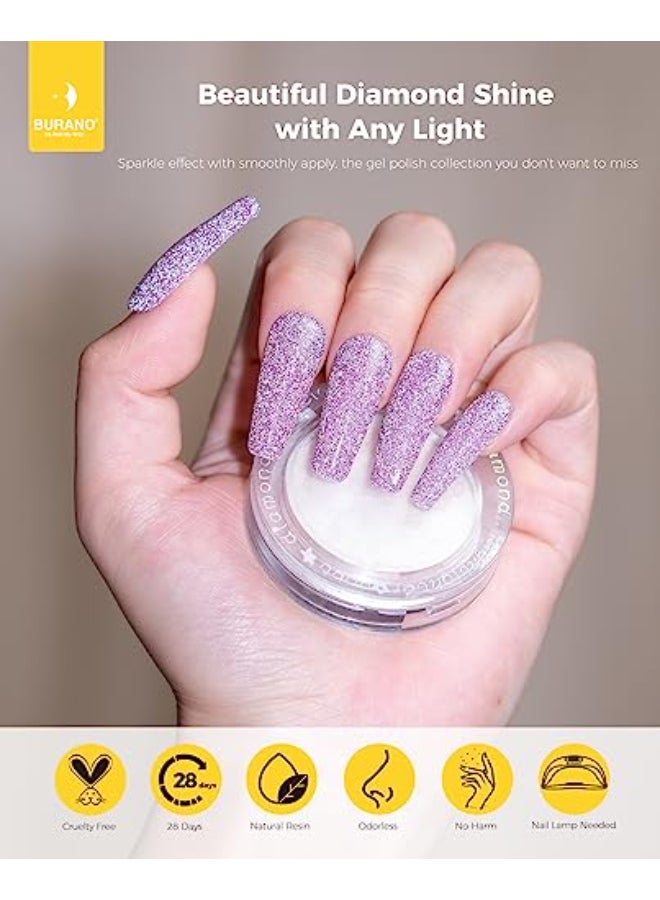BURANO Reflective Diamond Nail Glitter Gel Polish Sparkly Color Holographic Glitters Shiny Gel 73ml UV Lamp Required Gray Pink SZ12 - Image 3