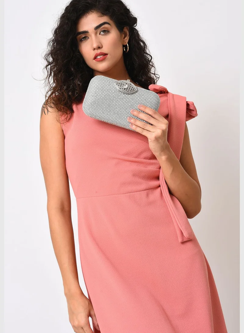 Haute Sauce Textured Push Lock Clutch Bag with Chain Strap