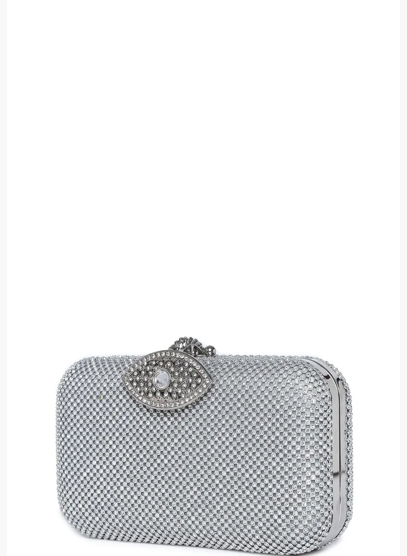 Haute Sauce Textured Push Lock Clutch Bag with Chain Strap