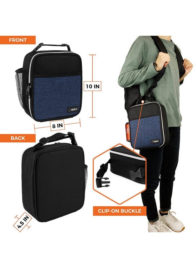 OPUX opux Premium Insulated Lunch Box, Soft School Lunch Bag for Kids Boys Girls, Leakproof Small Lunch Pail Men Women Work, Reusable Compact Cooler Tote Lunchbox for Office Adult, Heather Navy  - Image 3
