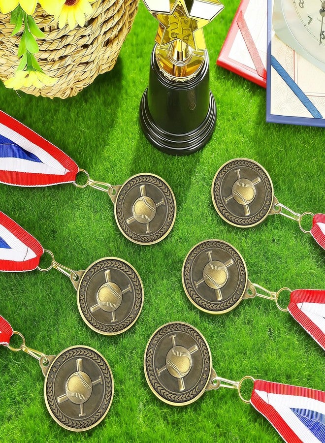 KisSealed 30 Pcs Baseball Medals for Teens, 2" Gold Winner Award Medals with Red White Blue Neck Ribbons, Zinc Alloy Metal Medals for Little League, School Tournaments & Team Party Favors - Image 4