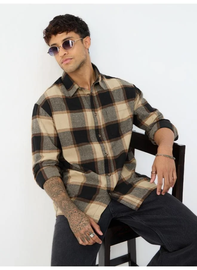 The Souled Store The Souled Store Men Plaid Sea-Side Brown/Black Shirts