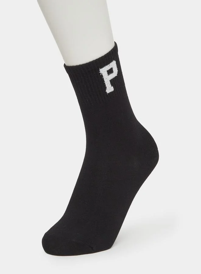 ستايلي مجموعة من 4 جوارب بتفاصيل مخططة وحرف