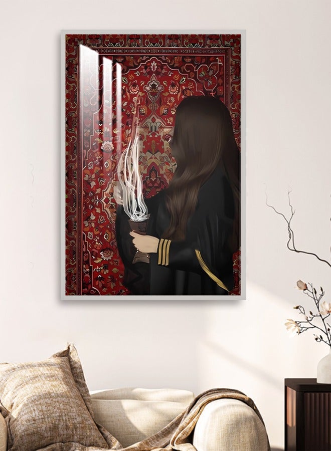 اربع جدران  لوحة جدارية خشبية فاخرة بتصميم تراثي مع برواز و طبقة اكريلك شفاف - Image 3