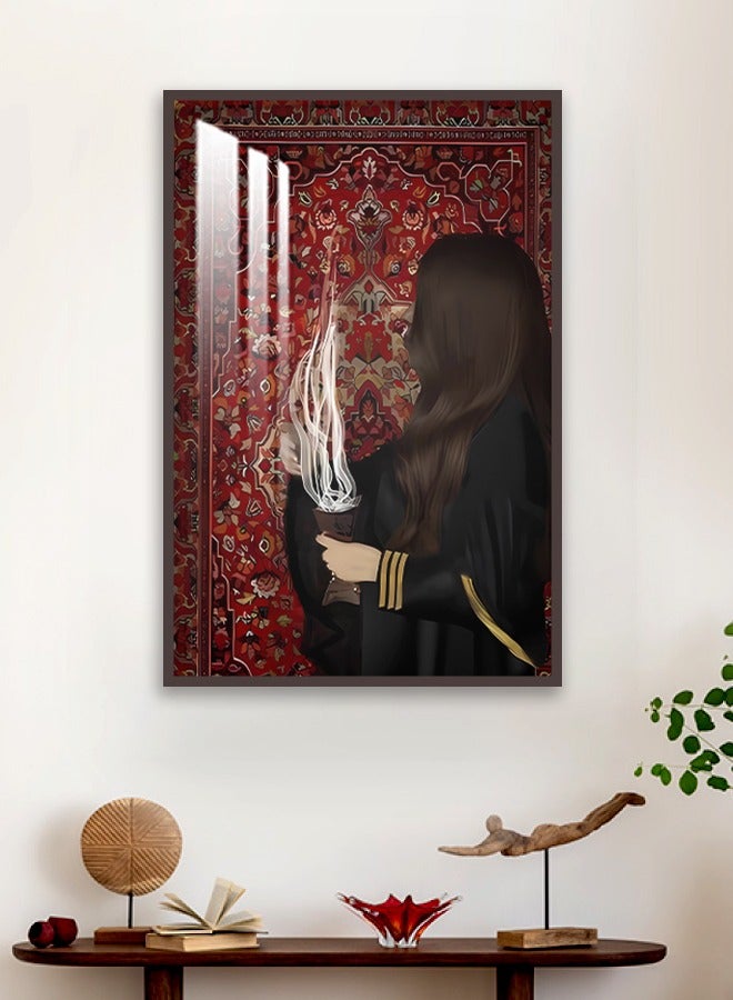 اربع جدران  لوحة جدارية خشبية فاخرة بتصميم تراثي مع برواز و طبقة اكريلك شفاف - Image 4