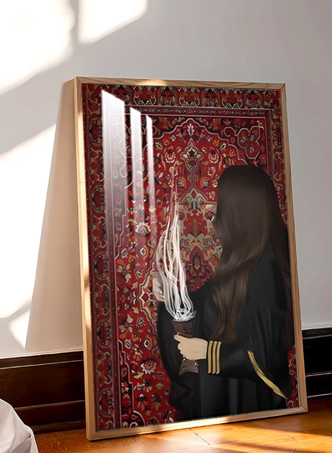 اربع جدران  لوحة جدارية خشبية فاخرة بتصميم تراثي مع برواز و طبقة اكريلك شفاف - Image 5