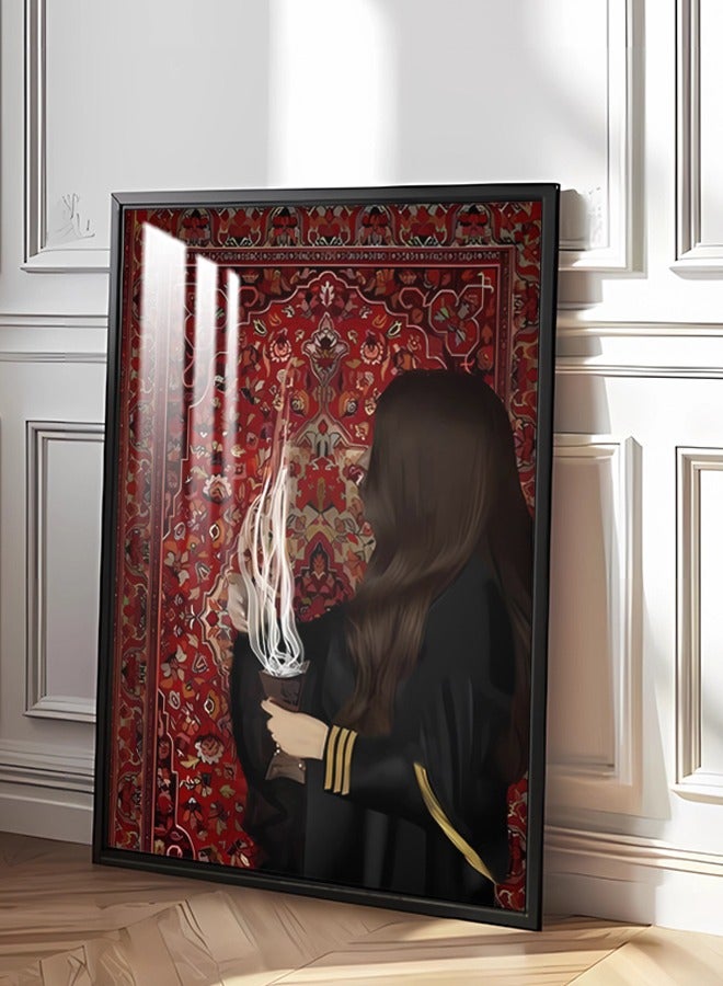 اربع جدران  لوحة جدارية خشبية فاخرة بتصميم تراثي مع برواز و طبقة اكريلك شفاف - Image 2