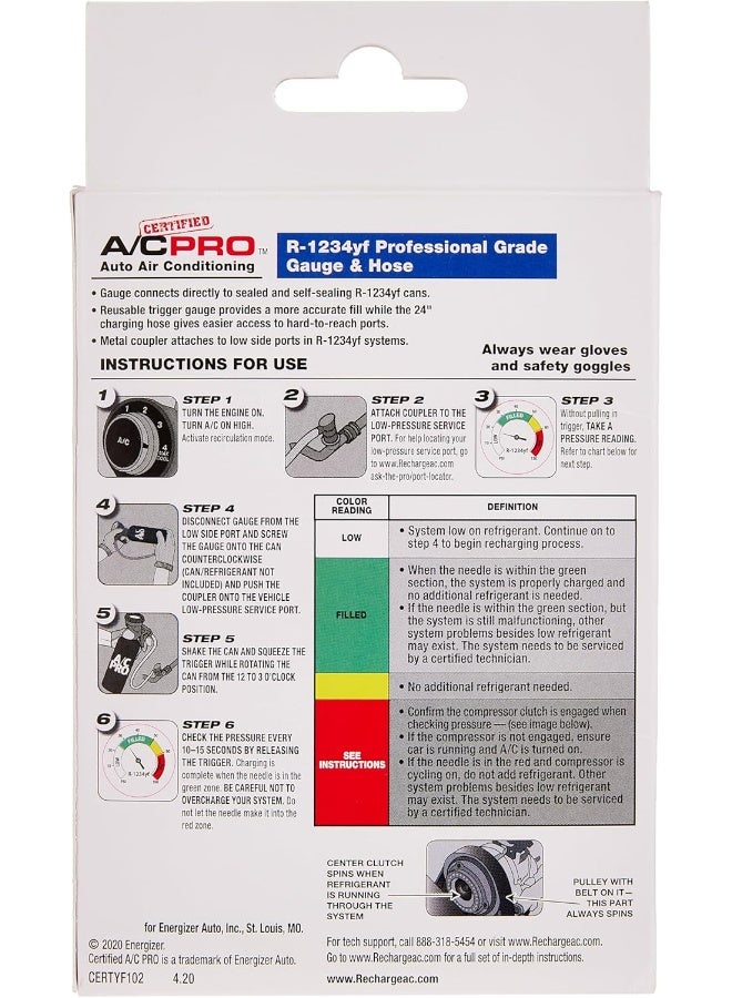 A/C Pro InterDynamics Certified AC Pro Car Air Conditioner R1234YF Refrigerant Gauge and Hose - Image 3
