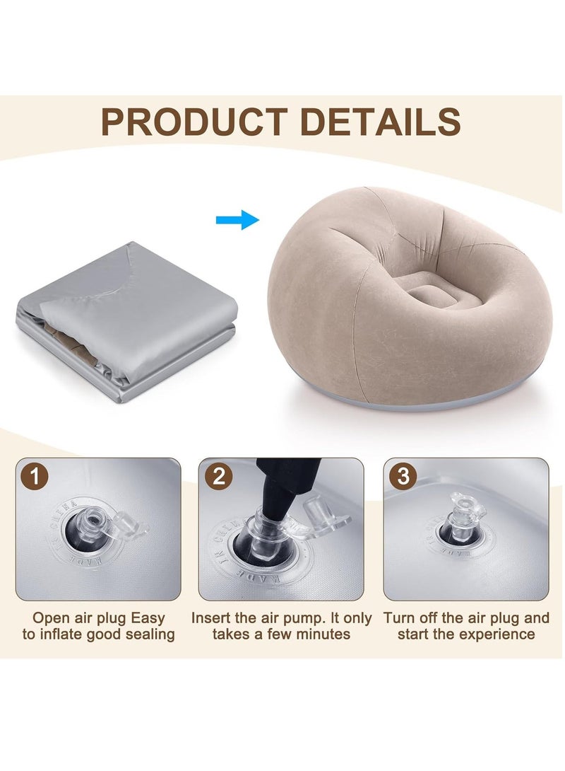 GUDOO Inflatable Bean Bag Chairs for Adult Blow up Chairs Lazy Sofa Folding Portable Inflatable Chair for Movie Outdoor Room Bedroom Reading Camping(Coffee) - Image 2