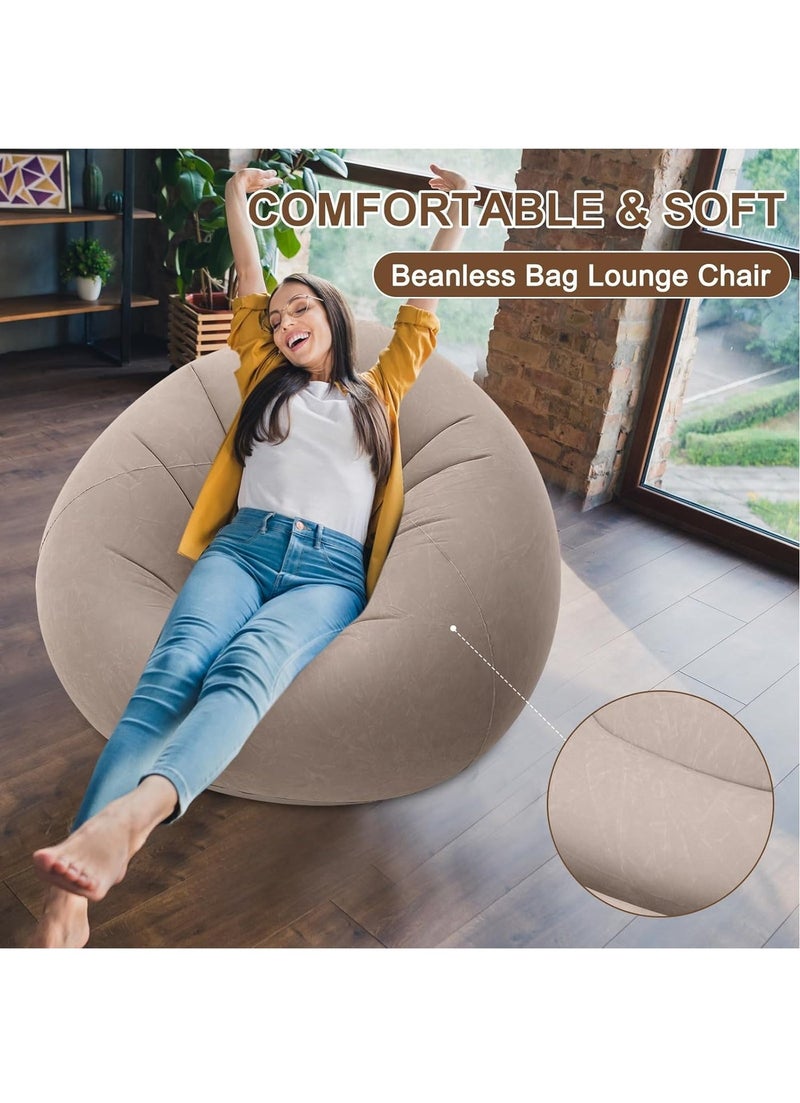 GUDOO Inflatable Bean Bag Chairs for Adult Blow up Chairs Lazy Sofa Folding Portable Inflatable Chair for Movie Outdoor Room Bedroom Reading Camping(Coffee) - Image 5