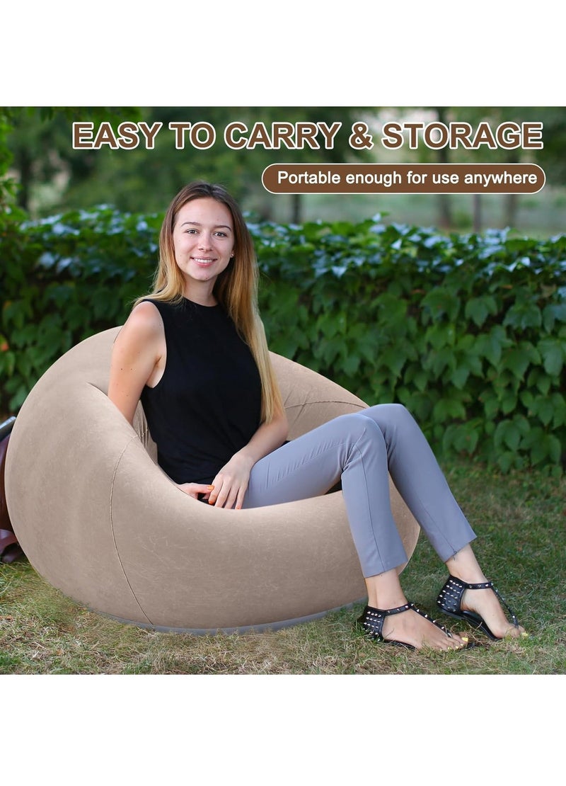 GUDOO Inflatable Bean Bag Chairs for Adult Blow up Chairs Lazy Sofa Folding Portable Inflatable Chair for Movie Outdoor Room Bedroom Reading Camping(Coffee) - Image 3