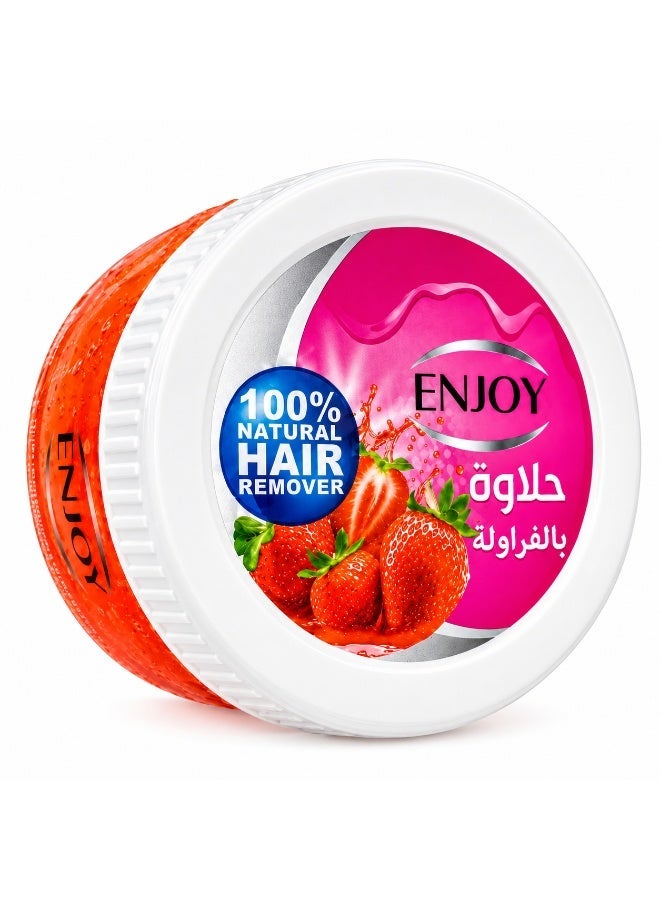 ENJOY 100% Natural Strawberry Halawa Hair Remover Paste for Silky Smooth Skin - Gentle Root Hair Removal Wax Alternative for Women & Men, 400 gm - Image 1