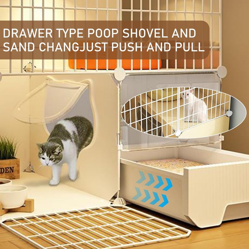 Fohome 2 Tier Cat Cages,Cat home,for Home Use Indoor Cat Cages Enclosures, with Litter Box, Storage Rack, Easy to Assemble,Detachable - Image 4