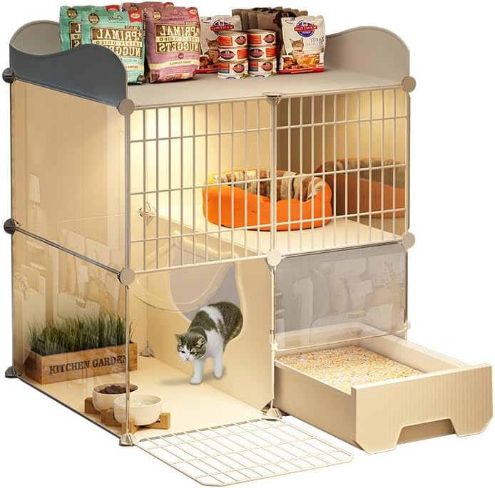 Fohome 2 Tier Cat Cages,Cat home,for Home Use Indoor Cat Cages Enclosures, with Litter Box, Storage Rack, Easy to Assemble,Detachable - Image 1