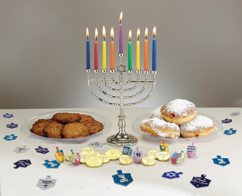 Rite Lite Traditional Polished Silvertone Chanukah Menorah - 8.50" Height - Image 4